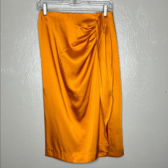 J. Crew Dresses & Skirts - J. Crew Vibrant Orange Faux Wrap Skirt Size 2 Dopamine Event Summer